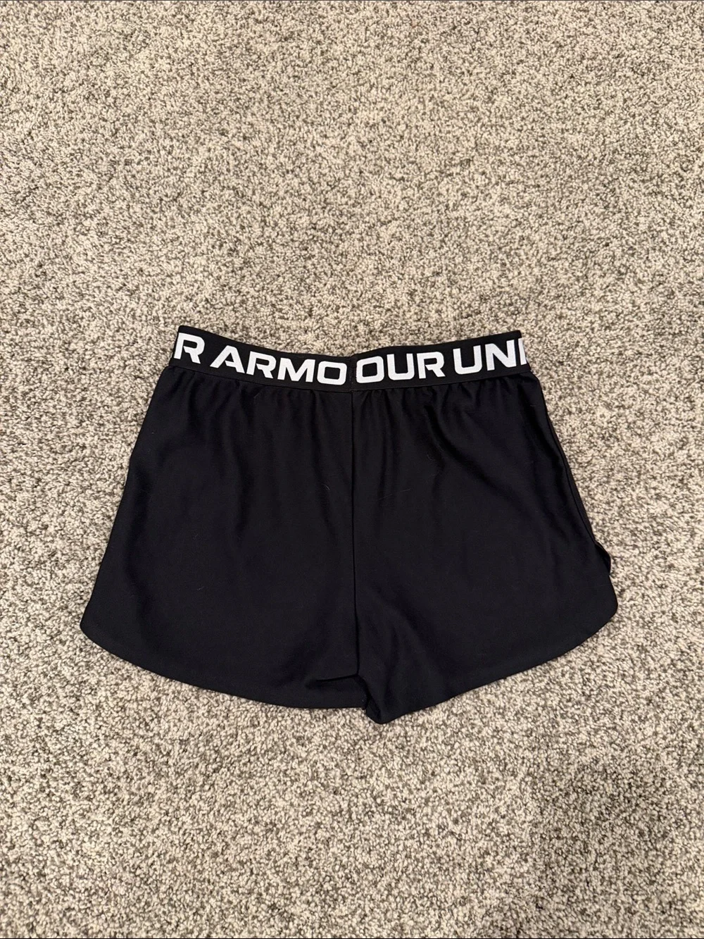 Under Armour Black Women's Athletic Shorts with Logo Waistband Youth Large